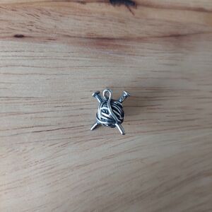 Silver Yarn Ball Charm Pendant